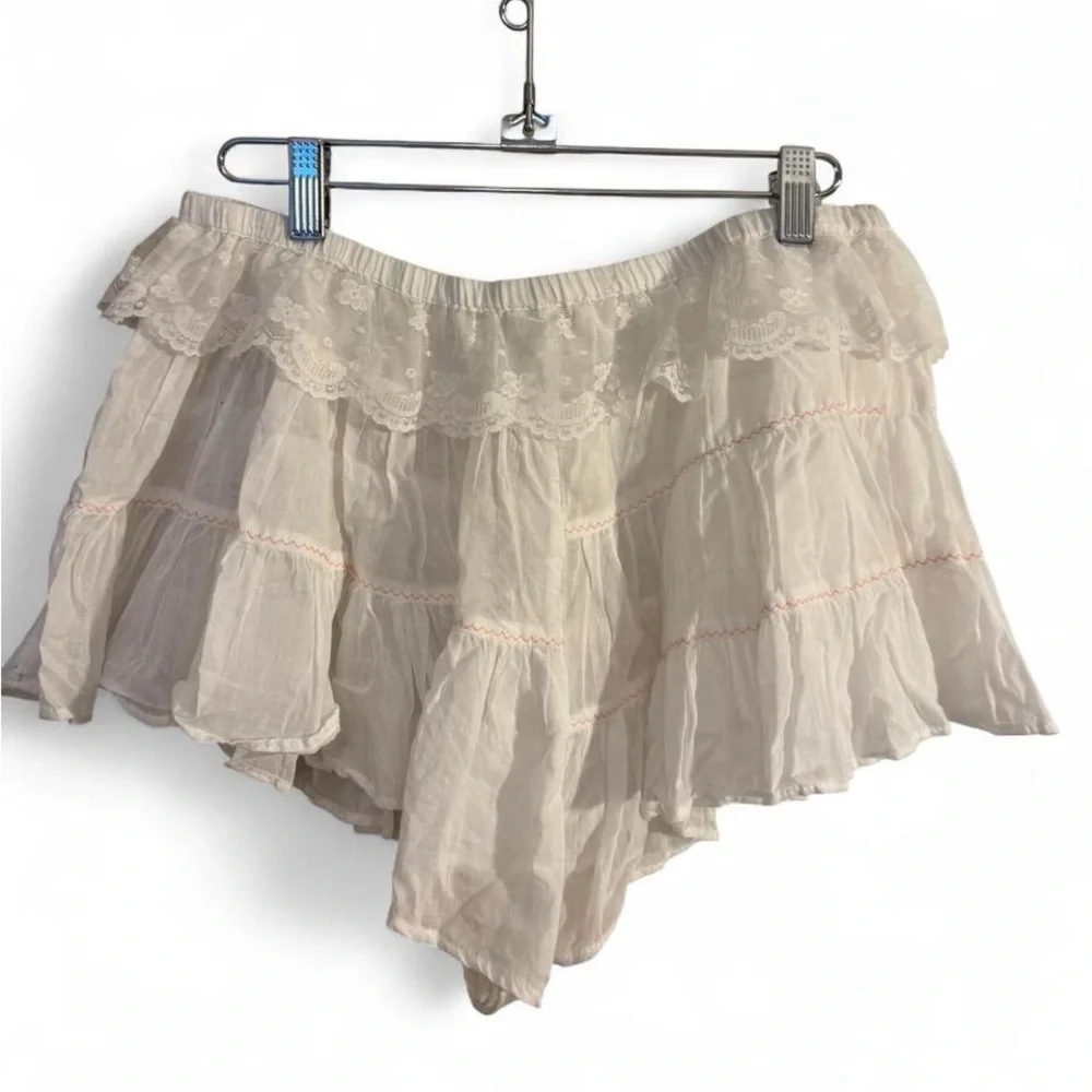 Free People In Full Swing Shorts White Lace Ruffle Boho M - Picture 5 of 14